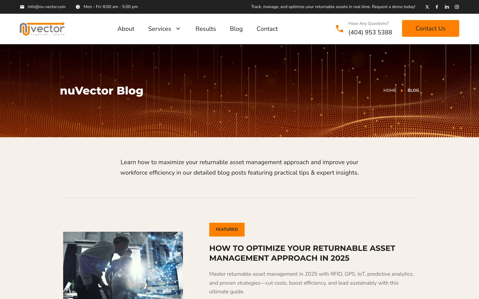 The blog index with an introduction and a featured post.