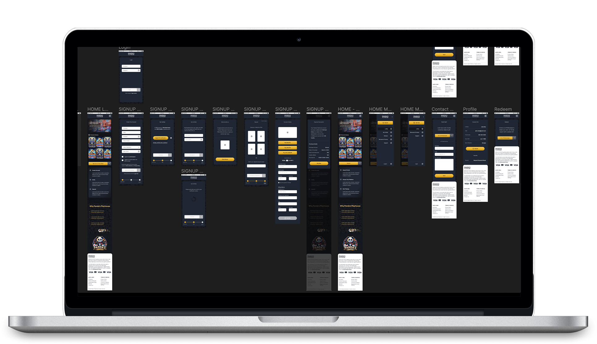High-fidelity Figma design of the Panda's Playhouse homepage